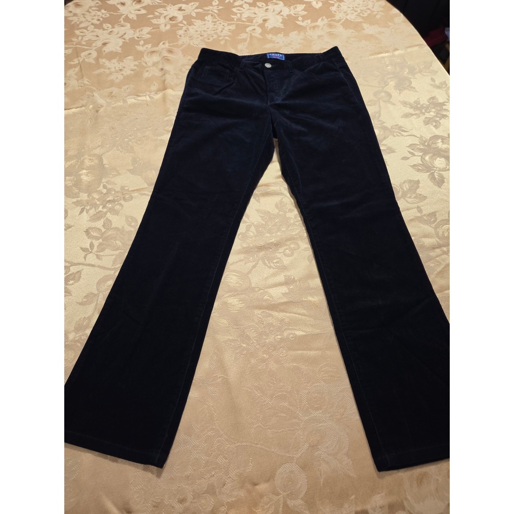 Chaps 10P Black Corduroy Pants Straight Leg Five Pocket Stretch Trousers‎ Womens